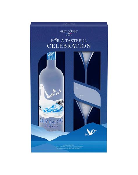 Grey Goose Vodka With Two Martini Glasses Gift Set | Liquor Luxe