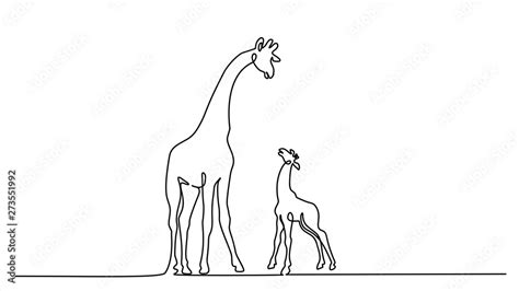 Giraffe with baby Continuous one line drawing Stock Vector | Adobe Stock