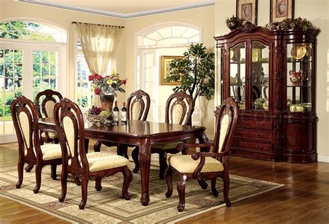 Formal Dining Room Set W/Dark Cherry Finish and Carving Details