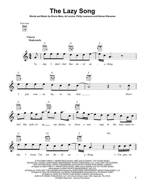 The Lazy Song | Sheet Music Direct