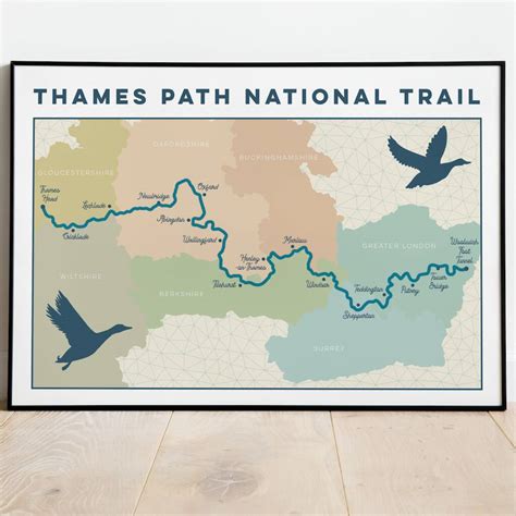 River Thames Path Map Art Print By Wordbirdco