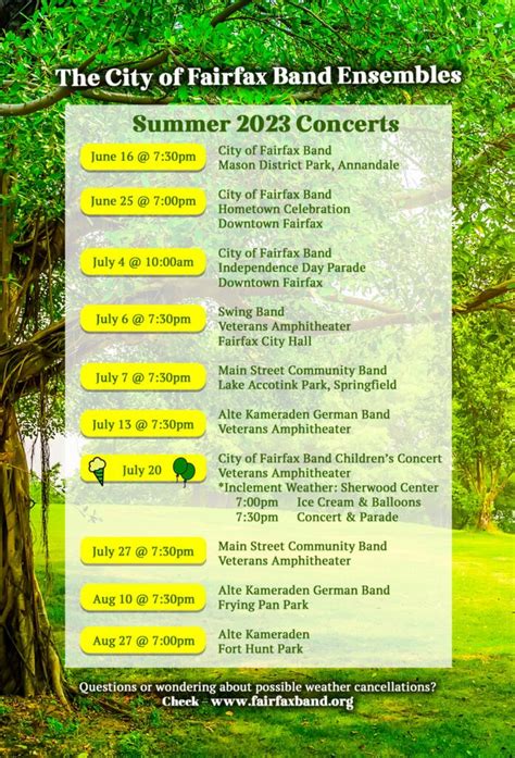 Enjoy One Last Summer Concert - City of Fairfax Band Association