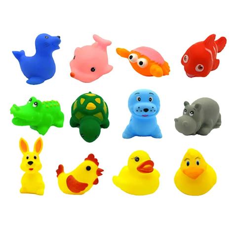 10PCS Rubber soft Baby Squeaky Pool Float For Children kids Latex Yellow Duck Squeeze sounding ...