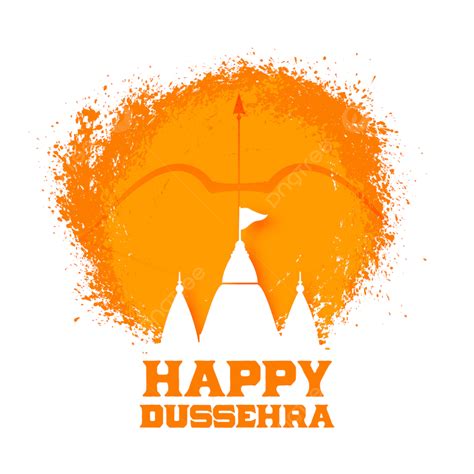 Happy Dussehra Greeting Card Design With Temples, Dussehra, Weapon, Celebration PNG and Vector ...