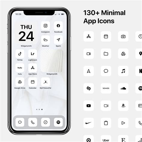 IOS 14 Minimal Icons White Minimalist Icon Pack Apple Modern | Etsy