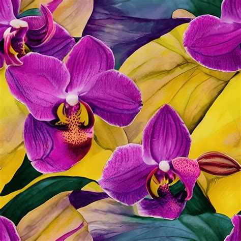 Bright Colorful Orchids Pattern · Creative Fabrica