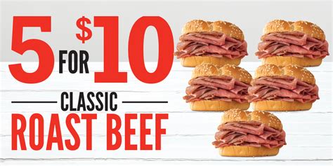 Arby’s 5 Classic Roast Beef Sandwiches for $10 (expires 2/7/21)