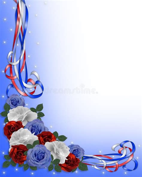 Patriotic Roses Border Red White Blue Stock Illustration - Illustration ...