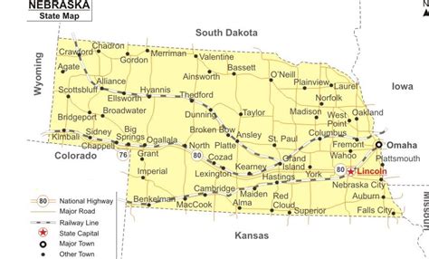 Free Nebraska Map With Cities And The Top 20 Cities In Nebraska