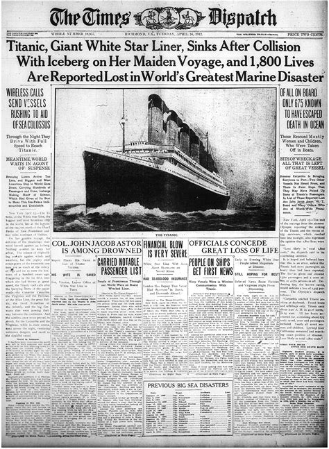 Titanic in Black and White - Newspaper Coverage