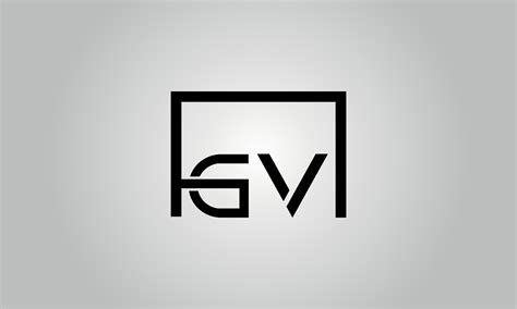 Letter GV logo design. GV logo with square shape in black colors vector free vector template ...