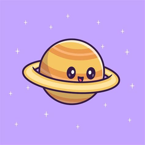 Free Vector | Cute Planet Saturn In Space Cartoon Vector Icon Illustration. Science Nature Icon ...