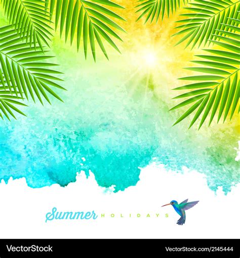 Tropical summer watercolor background Royalty Free Vector