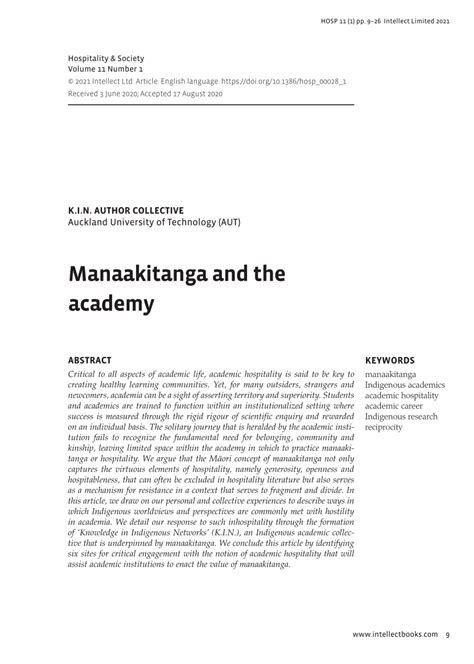 (PDF) Manaakitanga and the Academy