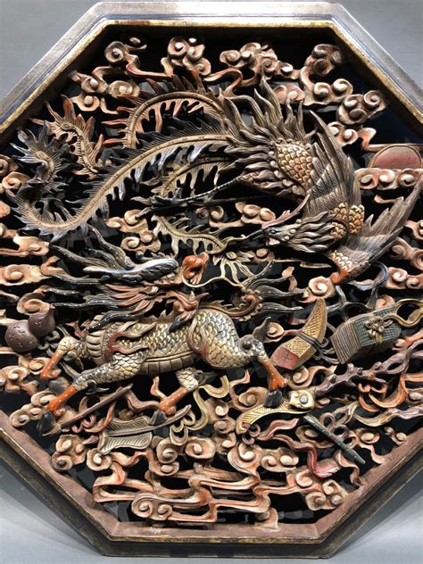 Antique Chinese Wood Carving Of Qilin & Fenghuang – Kuraya