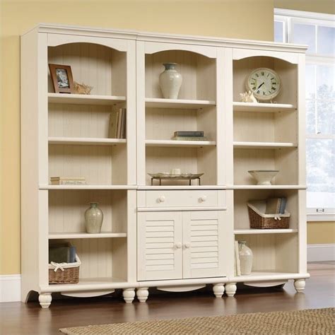 Library Wall Bookcase in Antiqued White - 158082-158085-3PKG