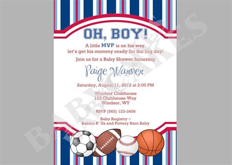 Sports Theme Baby Shower Invitation - DIY Print Your Own. $12.00, via Etsy. | Sports baby shower ...