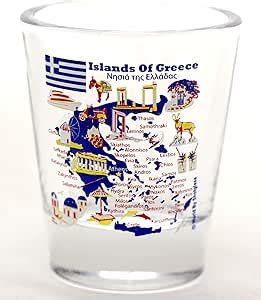 Grecia Islands Of Grecia Monumentos e iconos Collage Vaso de chupito ...