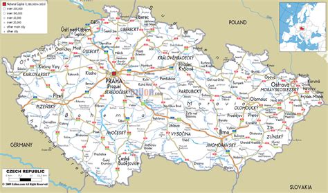 Detailed Clear Large Road Map of Czech Republic - Ezilon Maps