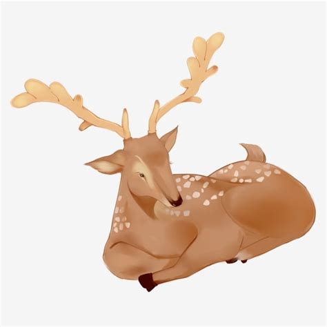 Sika Deer White Transparent, Yellow Lying Sika Deer Cartoon Element, Yellow, Lying Down, Sika ...