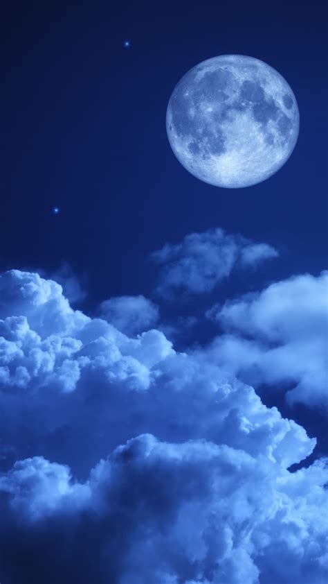 Moon Night Between Clouds, moon night, clouds, HD phone wallpaper | Peakpx