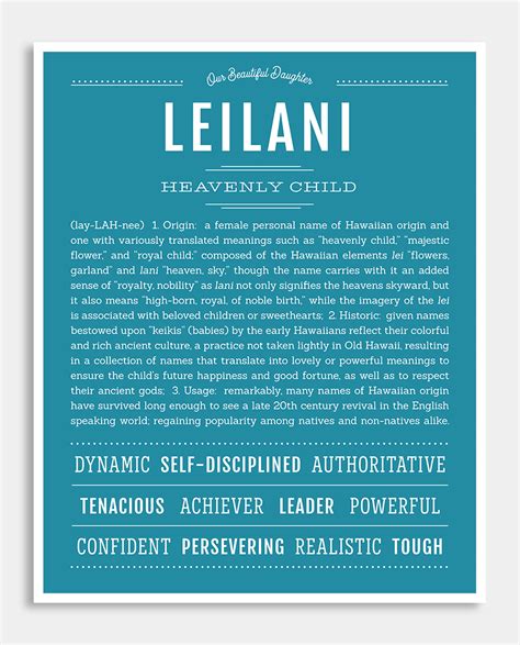 Leilani | Name Art Print | Names with meaning, Classic names, Names