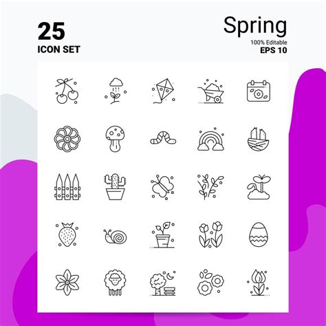 25 Spring Icon Set 100 Editable EPS 10 Files Business Logo Concept ...