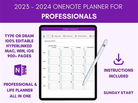 Hyperlinked Onenote Planner Onenote Template Dated 2023 2024 - Etsy in ...