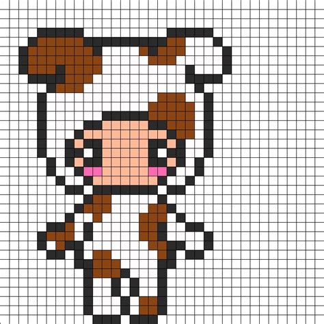 Cute Person In Dog Costume Kandi Pattern | Perler beads, Pixel art pattern, Perler bead art