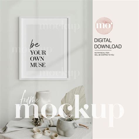 White Frame Artwork Mockup, Modern Mockup, Minimalist Interior, Psd Smart Object, Interior ...