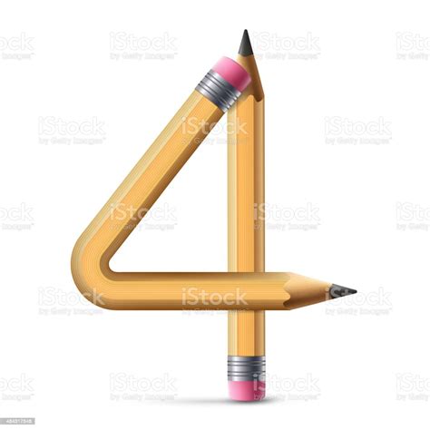 3d Yellow Pencil Number 4 Stock Illustration - Download Image Now - 2015, Business, Business ...