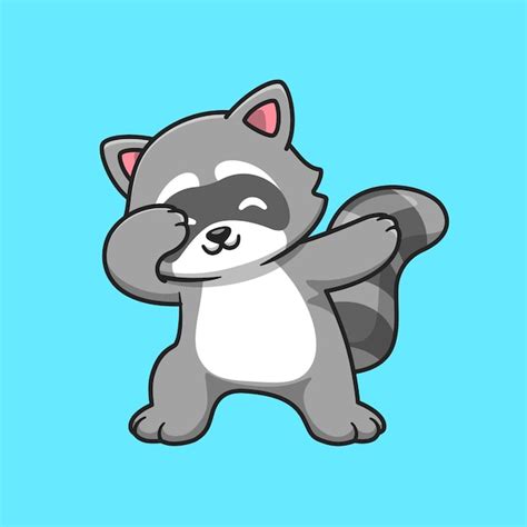 Free Vector | Cute Raccoon Dabbing Cartoon Vector Icon Illustration. Animal Nature Icon Concept ...