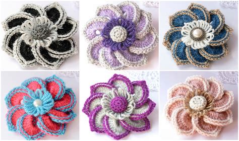 Crochet Flower Brooches