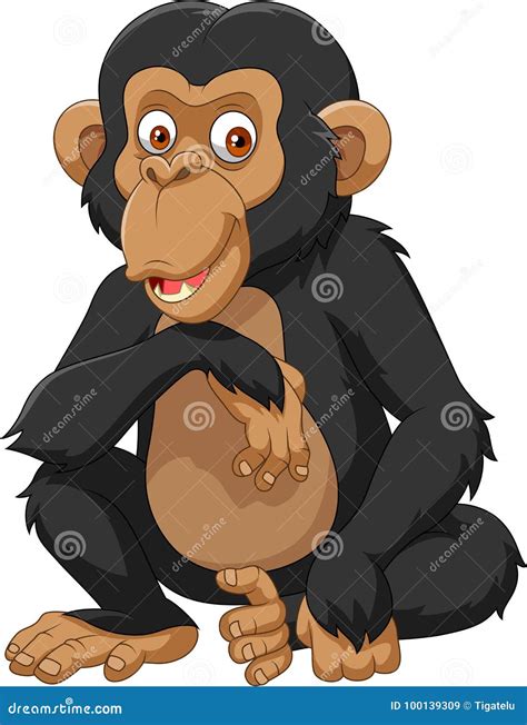 Cartoon Chimpanzee Mother Hug Her Baby Chimp Under A Tree On A White Background Vector ...