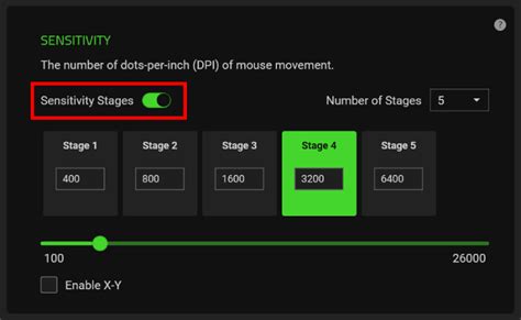 How to adjust the DPI setting on a Razer mouse through Razer Synapse