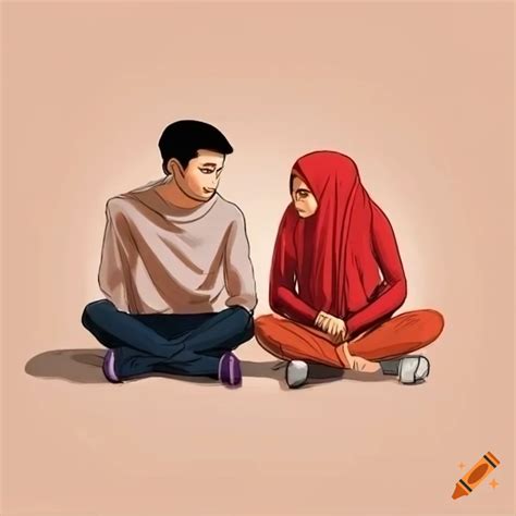 A guy and a hijab girl sitting together