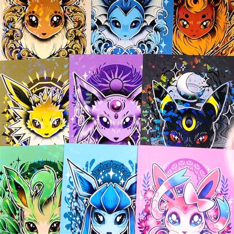 Eeveelution Pokemon Sparkle Art Print Set 5x7 - Etsy