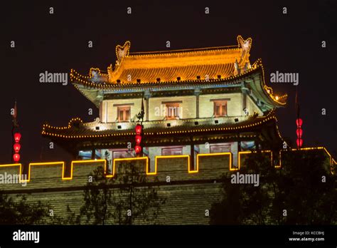 City Wall at Night, Xi'an, China Stock Photo - Alamy