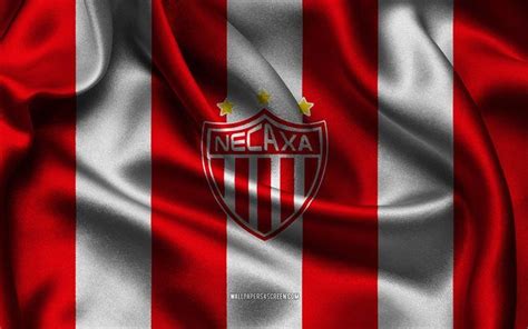 4k, Club Necaxa logo, red white silk fabric, Mexican football team ...