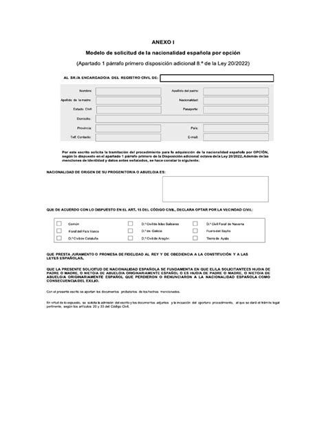 Anexo 1 Formulario ciudadania española | PDF