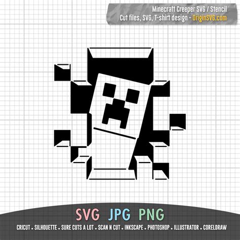 Minecraft Creeper Stencil Design SVG – Origin SVG Art