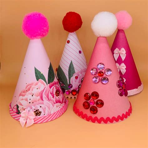 Pretty in Pink Party Hats 4 Designs Size Medium - Etsy New Zealand