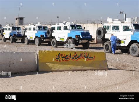 Iraqi National Police armored vehicles line up for a convoy at Joint ...