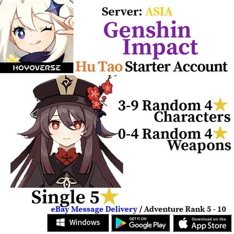 [Asia/AS] Genshin Impact Hu Tao + Staff of Homa Starter Account | #4250736655