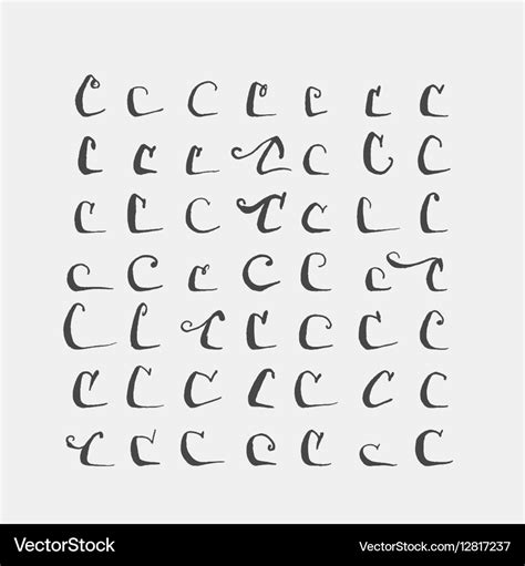 Set of calligraphic letters c handwritten Vector Image