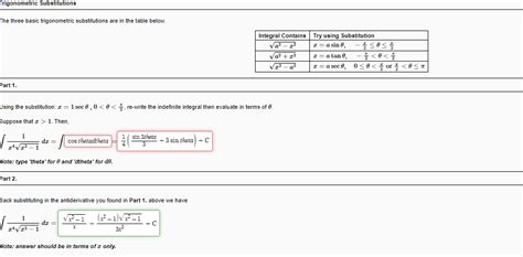 [Solved]: The three basic trigonometric substitutions are