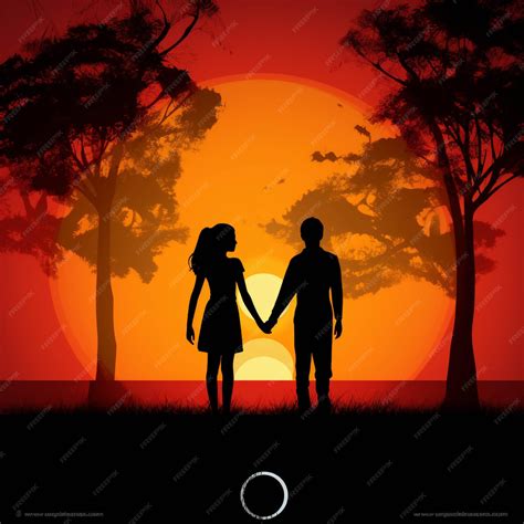 Premium AI Image | Silhouette of couple holding hands at sunset Vector ...