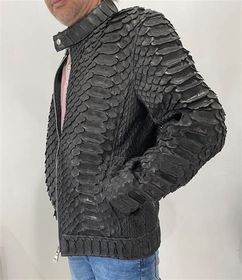 Men's KING Snakeskin Jacket Black Python Leather Jacket - Etsy