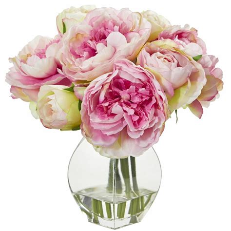 House of Hampton Artificial Peonies Centerpiece in Vase | Wayfair