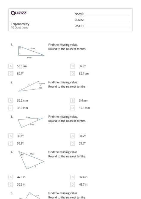 50+ trigonometry worksheets for 9th Grade on Quizizz | Free & Printable